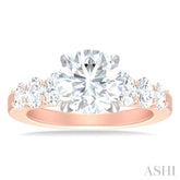 1 1/4 ctw Round Shape Oval and Round Cut Diamond Semi Mount Engagement Ring in 14K Rose and White Gold